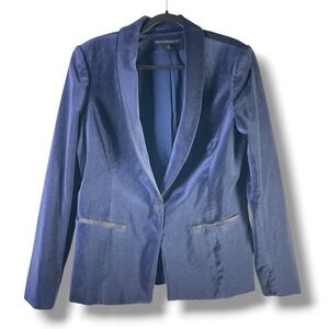 White House Black Market Womens Sz 16 Blazer Velvet Tuxedo Blue Career Timeless